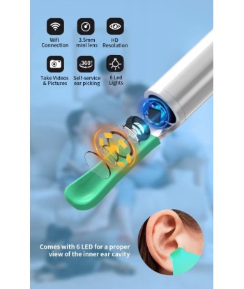 Otoskop z Kamerą HD do Czyszczenia Uszu + 6 LED + WiFi | vandoro.pl