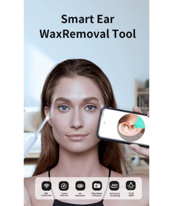 Otoskop z Kamerą HD do Czyszczenia Uszu + 6 LED + WiFi | vandoro.pl