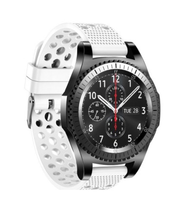 Biały sportowy pasek silikonowy 22mm z 3-rzędową perforacją