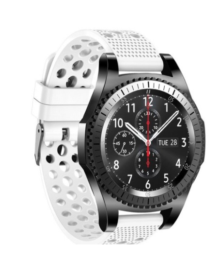 Biały sportowy pasek silikonowy 22mm z 3-rzędową perforacją