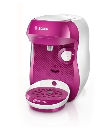 Różowy ekspres do kawy na kapsułki Bosch Tassimo Happy