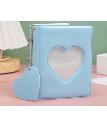 Niebieski mini album fotograficzny 3 cale z okienkiem w kształcie serca