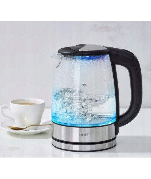 Szklany czajnik elektryczny Hoffen 1,7l 2200W podświetlenie LED