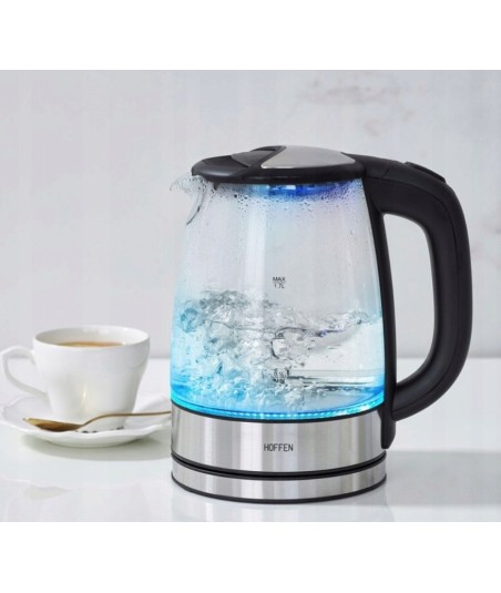 Szklany czajnik elektryczny Hoffen 1,7l 2200W podświetlenie LED