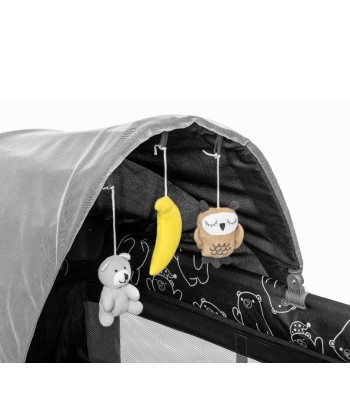 Łóżeczko turystyczne 3w1 STUGAN | Dostawka i Kojec | Ciemnoszare