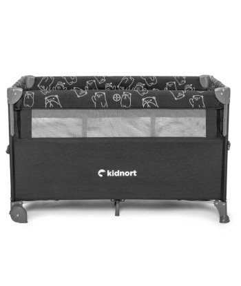 Łóżeczko turystyczne 3w1 STUGAN | Dostawka i Kojec | Ciemnoszare