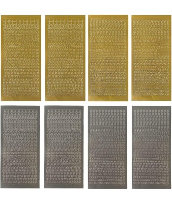 Naklejki Litery Cyfry Motylki Gwiazdki | Złote i Srebrne | 20 Arkuszy