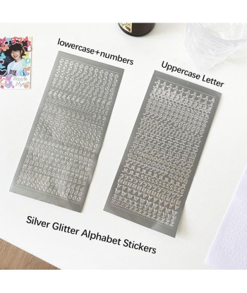 Naklejki Litery Cyfry Motylki Gwiazdki | Złote i Srebrne | 20 Arkuszy
