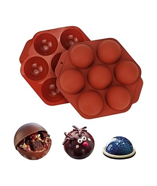 Brązowa forma silikonowa z 7 gniazdami w kształcie półkul