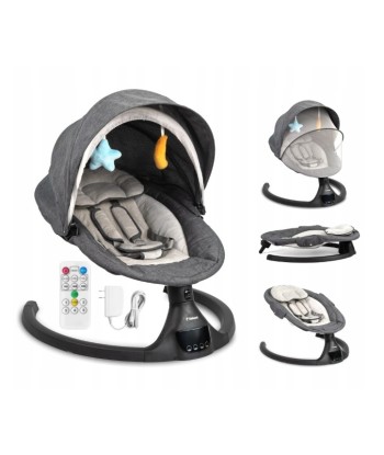 Leżaczek bujaczek elektryczny Kidnort Svaie czarny przód