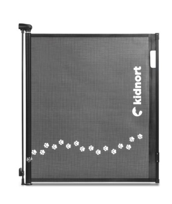 Czarna zwijana bramka ochronna dla dzieci KIDNORT SAKERHET o wysokości 95 cm i szerokości 140 cm