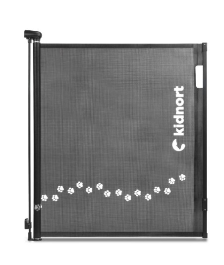 Czarna zwijana bramka ochronna dla dzieci KIDNORT SAKERHET o wysokości 95 cm i szerokości 140 cm