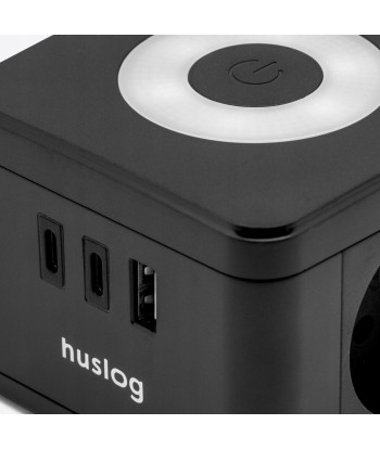Przedłużacz Kostka Huslog LED | 2x 230V + USB + 2x USB-C | Kostka