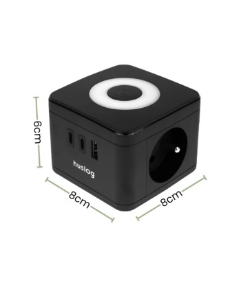 Przedłużacz Kostka Huslog LED | 2x 230V + USB + 2x USB-C | Kostka