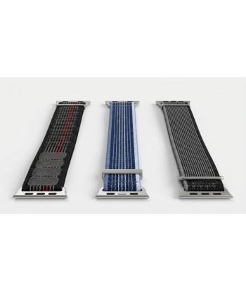 Zestaw 3 pasków Premium do Apple Watch 42-49 mm  kolory niebieski, czarno-szary i czarno czerwony, metalowy  komfortowy nylon