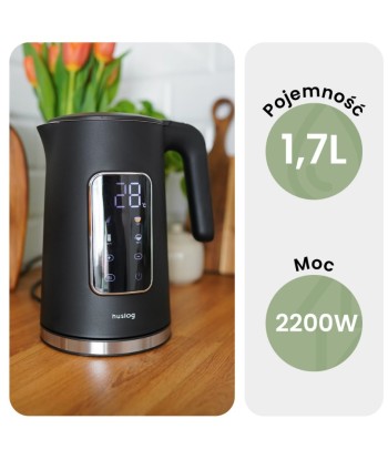 Czajnik Elektryczny HUSLOG 1,7L 2200W | Regulacja Temp. | Panel Dotykowy